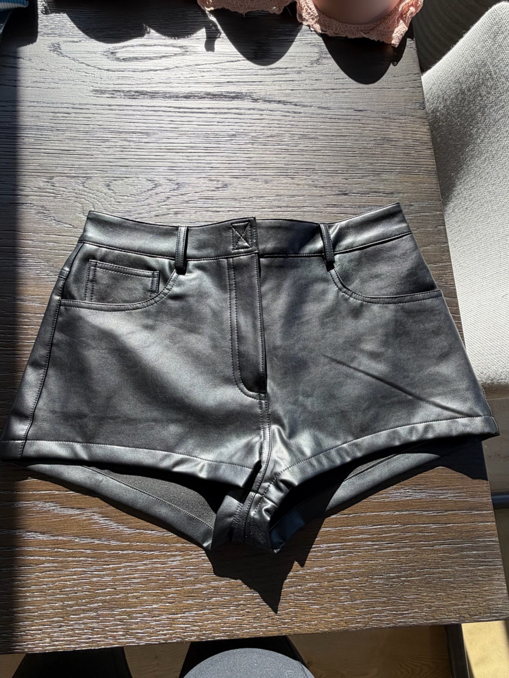 Norma Kamali Black High waist Faux Leather High-Rise Shorts